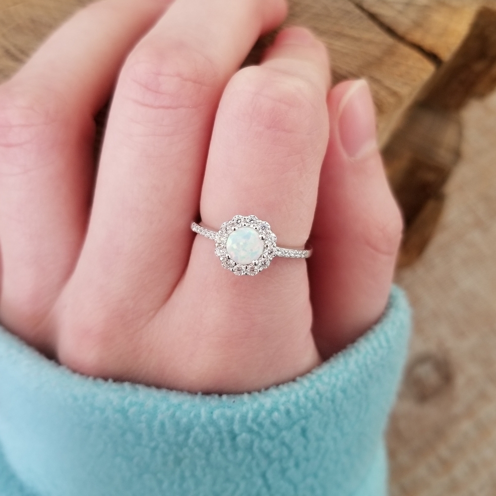 Opal Flower Sterling Ring - Picture 5 of 6